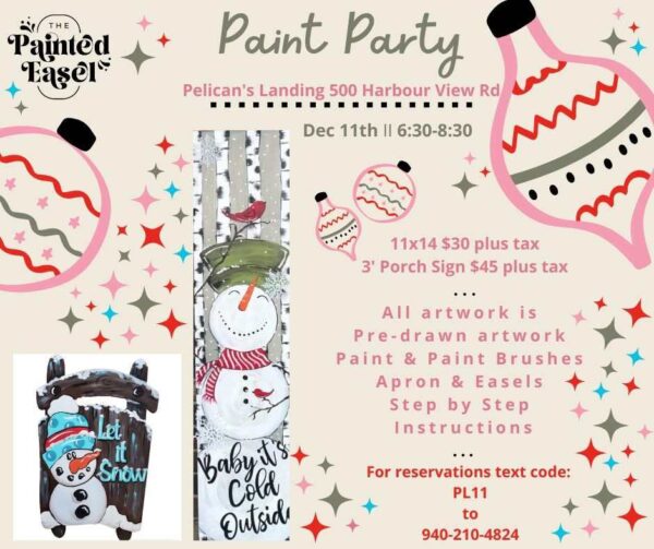 Paint Party Dec 11th - Pelican's Landing 500 Harbour View Rd